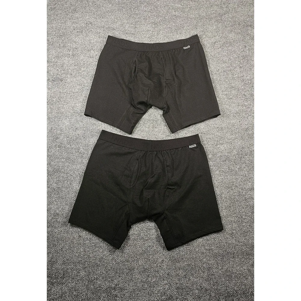 NADS Boxer Briefs Lot Of 2 Mens XL Black Organic Cotton Tagless Underwear NWOT